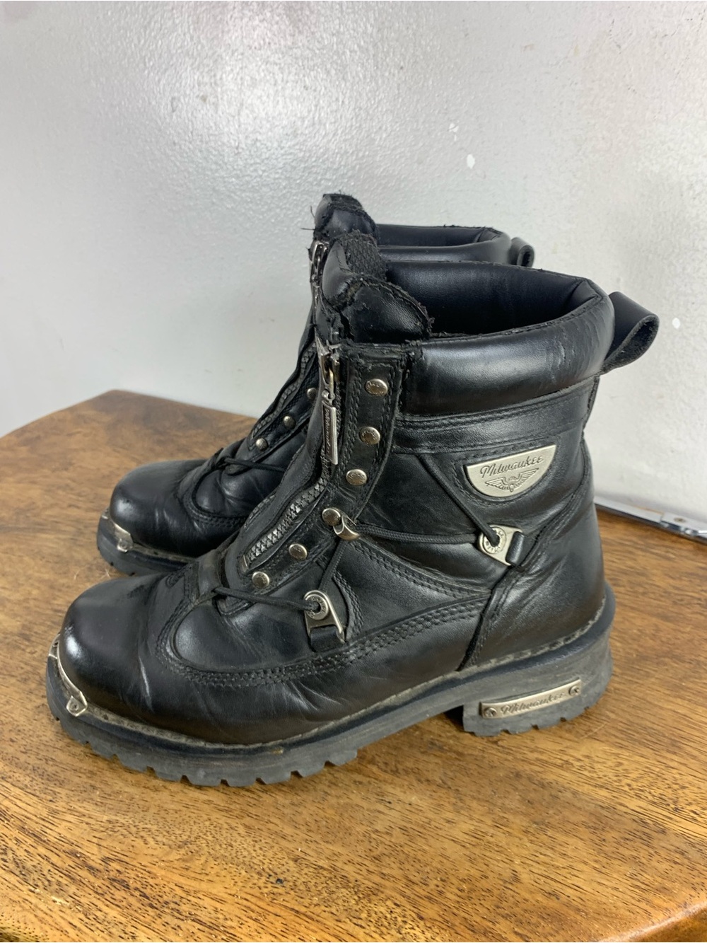 Vintage Milwaukee motorcycle riding boots